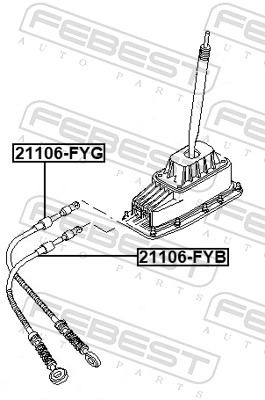 FEBEST Seilzug, Schaltgetriebe 21106fyg rechts für Ford