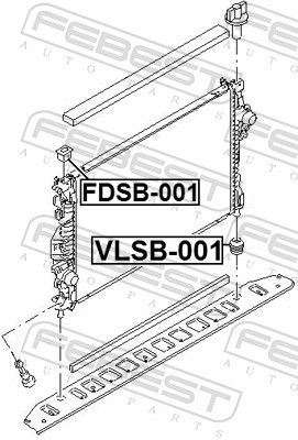 FEBEST Lagerung, Kühler vlsb001 rechts unten für Ford Volvo