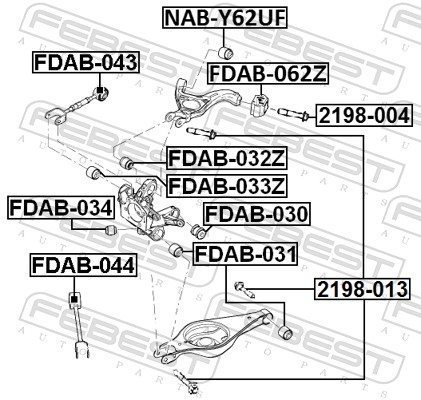 FEBEST Befestigungsbolzen, Querlenker 2198013 für Ford
