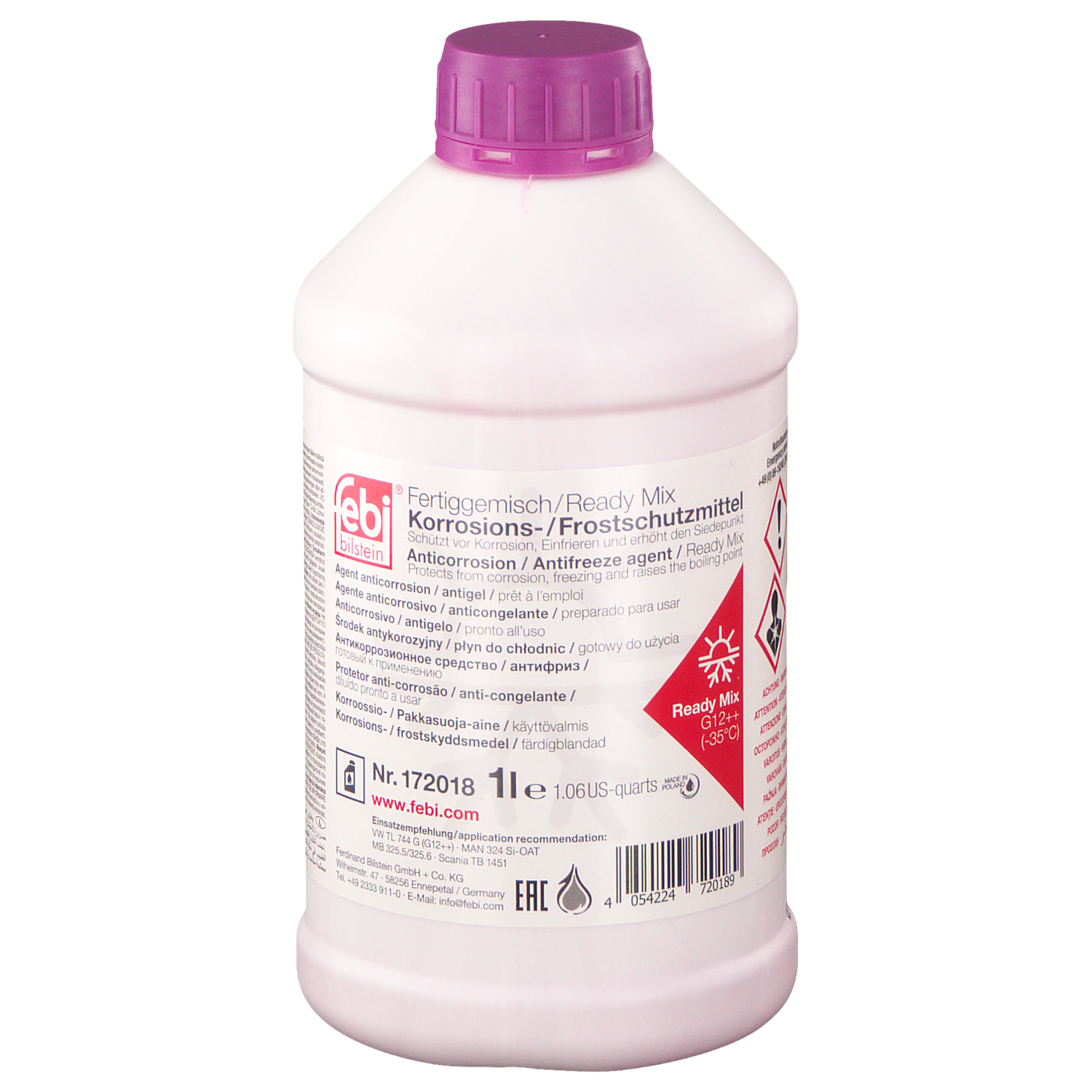 FEBI BILSTEIN Frostschutz Kühlerfrostschutz - 12++ Ready Mix -25°C (1 L) 172018 1l für MAN TOYOTA VW
