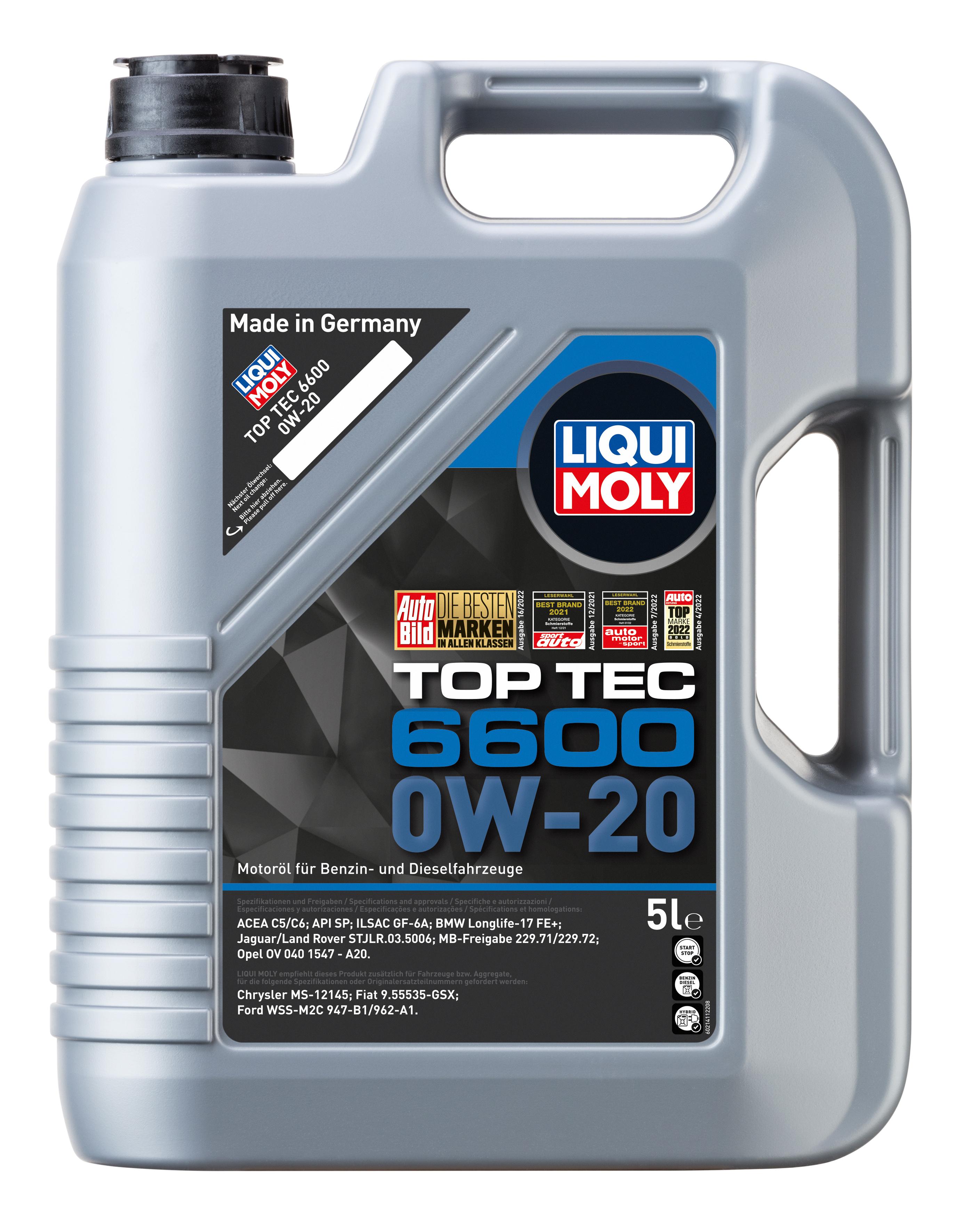 LIQUI MOLY Motoröl Top Tec 6600 0W-20 [5 L] 21441 5l