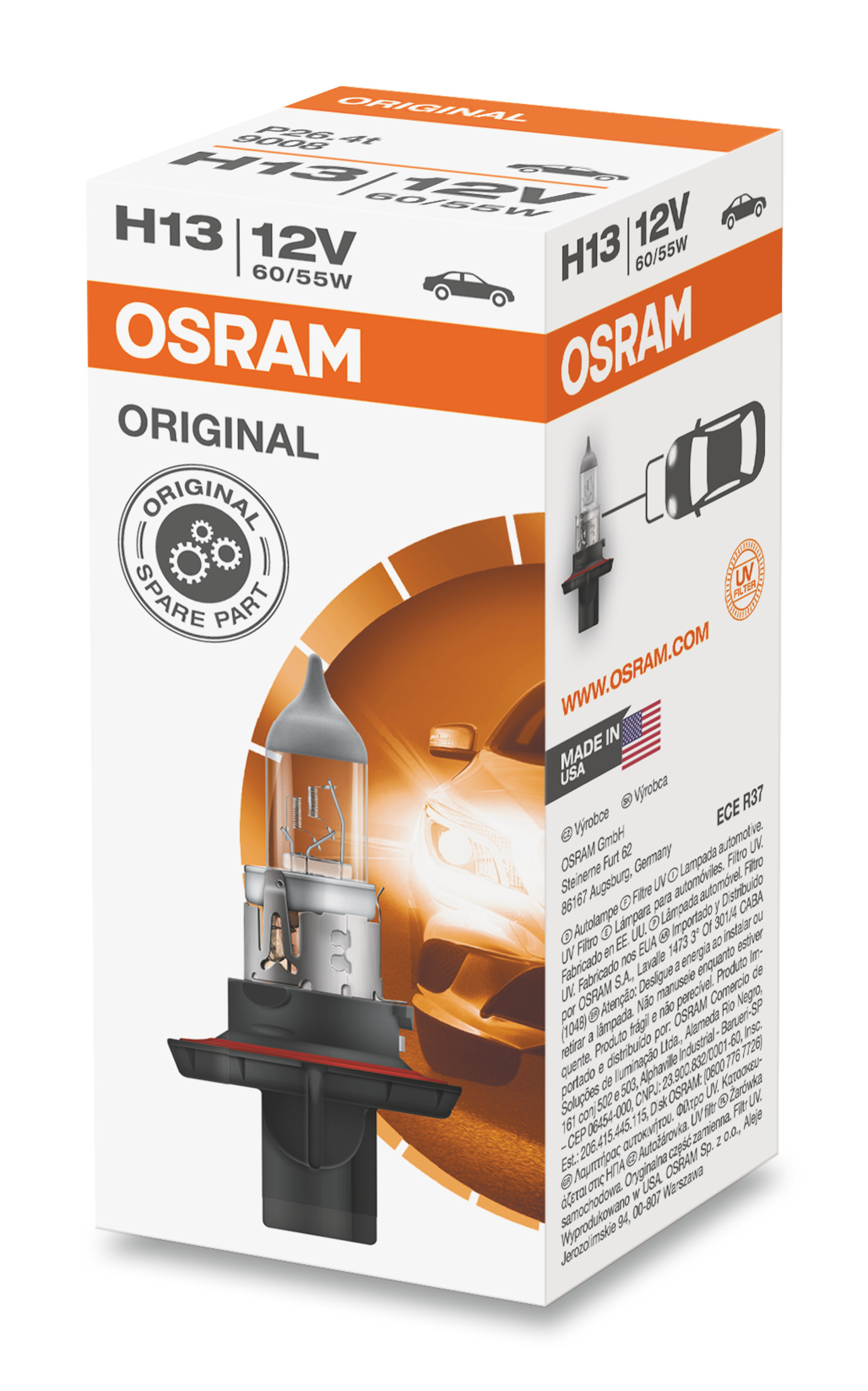 OSRAM Glühlampe, Fernscheinwerfer H13 Original 60/55W (1 Stk.) 9008