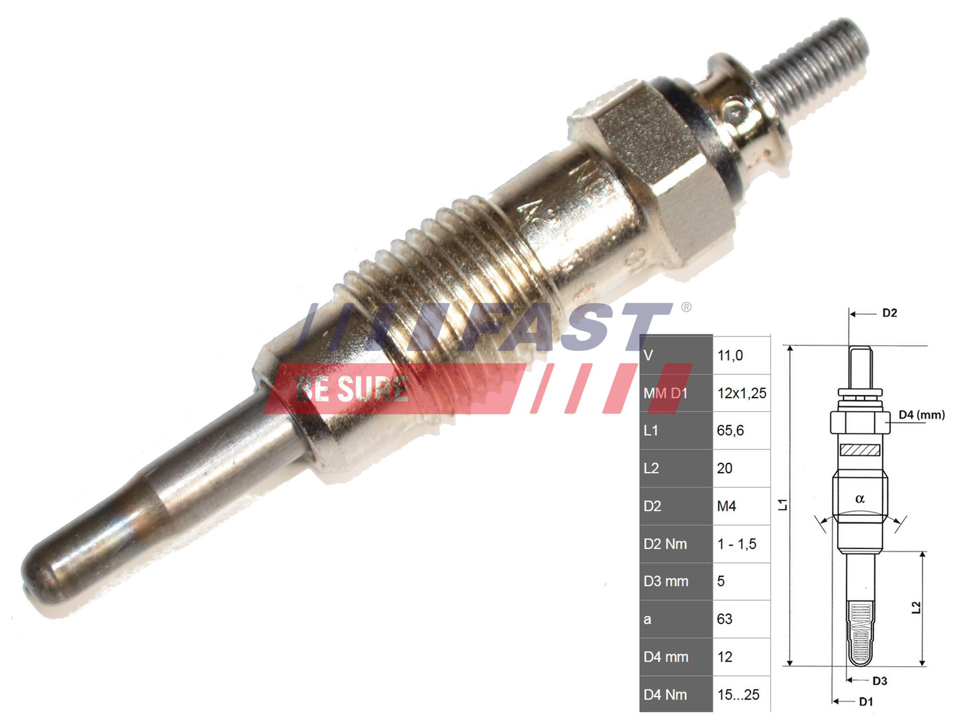 FAST Glühkerze ft82722 für Fiat Iveco NISSAN