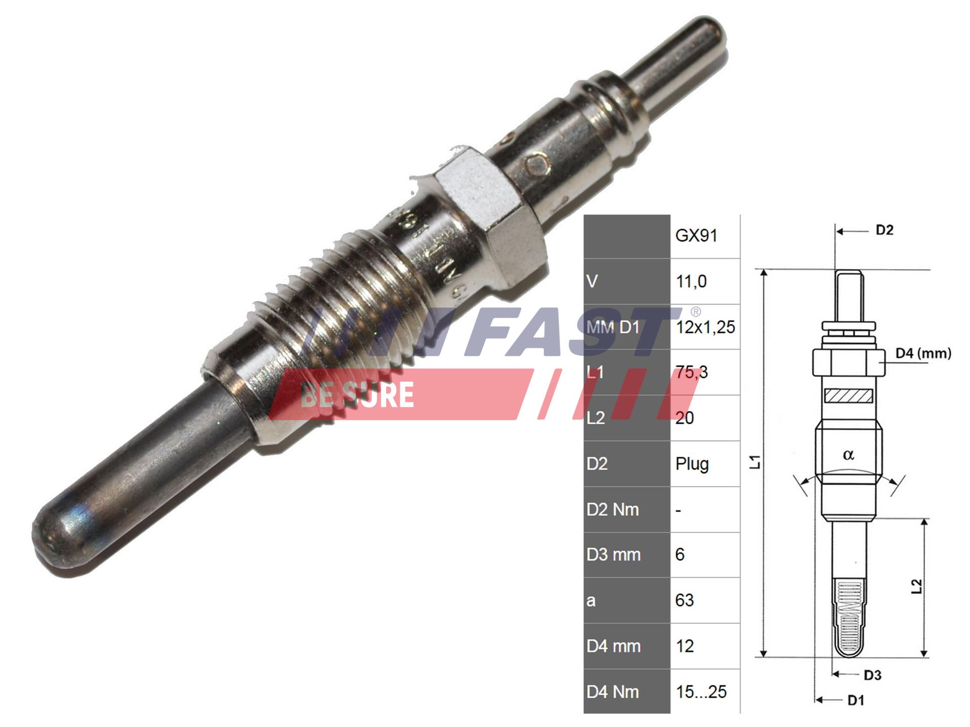 FAST Glühkerze, Standheizung ft82728 für Fiat