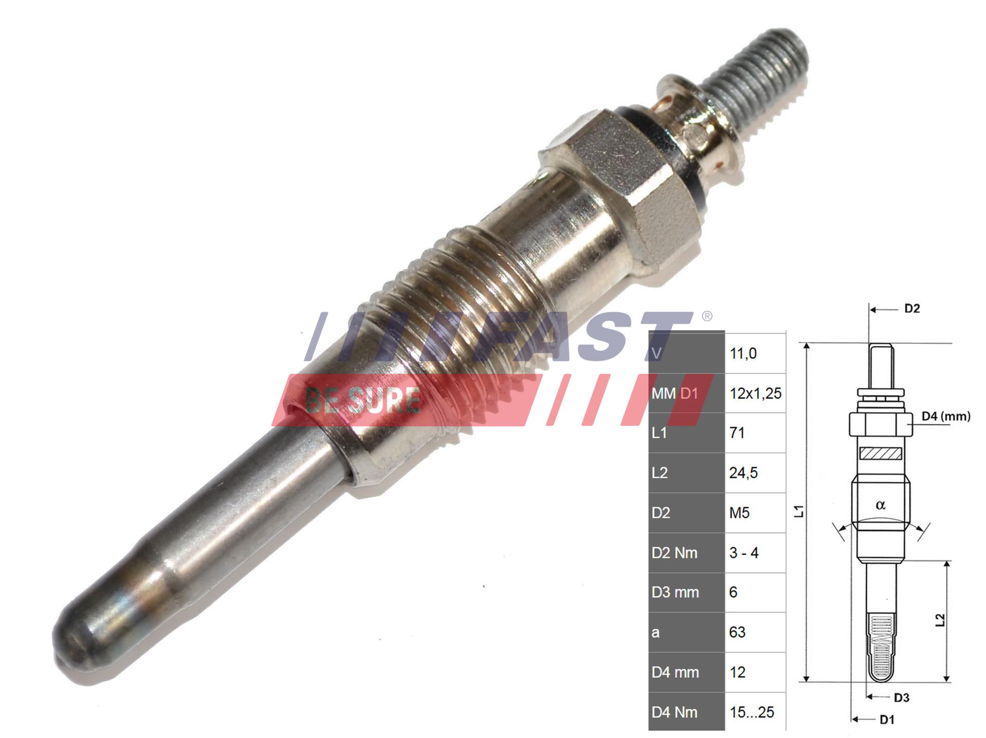 FAST Glühkerze ft82710 für Citroën Opel Ford Volvo Fiat Iveco GM VW Mercedes RENAULT BMW Suzuki