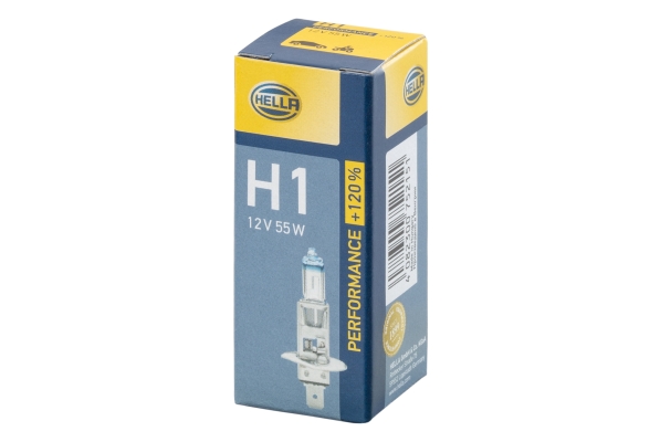 HELLA Glühlampe, Hauptscheinwerfer Fernscheinwerfer PERFORMANCE UP TO 120% 8gh223498011 H1