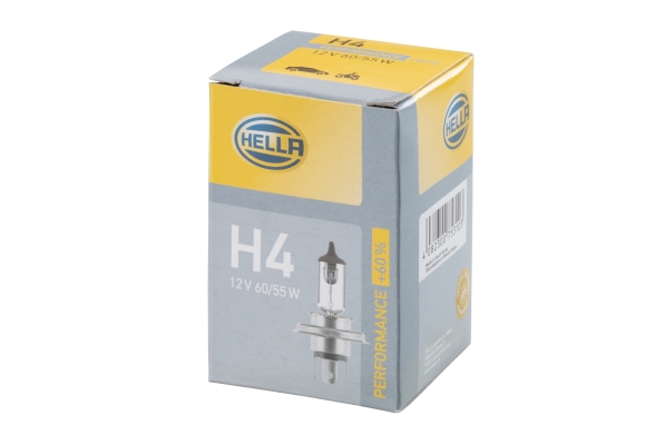 HELLA Glühlampe, Fernscheinwerfer PERFORMANCE UP TO 60% 8gj223498221 H4