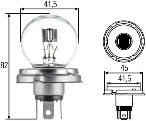 HELLA Glühlampe, Hauptscheinwerfer 8gd002088071 R2 (Bilux)