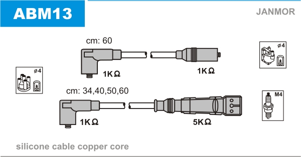 JANMOR Zündleitungssatz abm13 für VAG