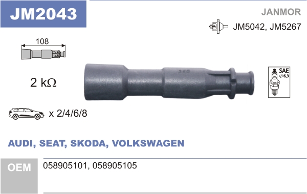 JANMOR Stecker, Zündspule jm2043