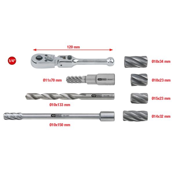 KS TOOLS Reibahlensatz, ABS-Sensoraufnahme 1502410