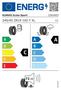 Kumho Sommerreifen "245/45 ZR19 102Y XL - Ecsta Sport PS72", Art.-Nr. 2363403