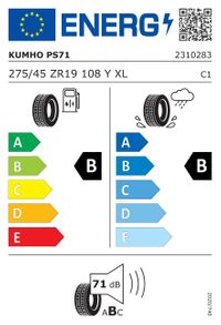Kumho Sommerreifen "275/45 ZR19 108Y XL EV - Ecsta PS71 EV", Art.-Nr. 2310283