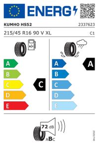 Kumho Sommerreifen "[Kumho] 215/45R16 90V - Ecsta HS52", Art.-Nr. 2337623