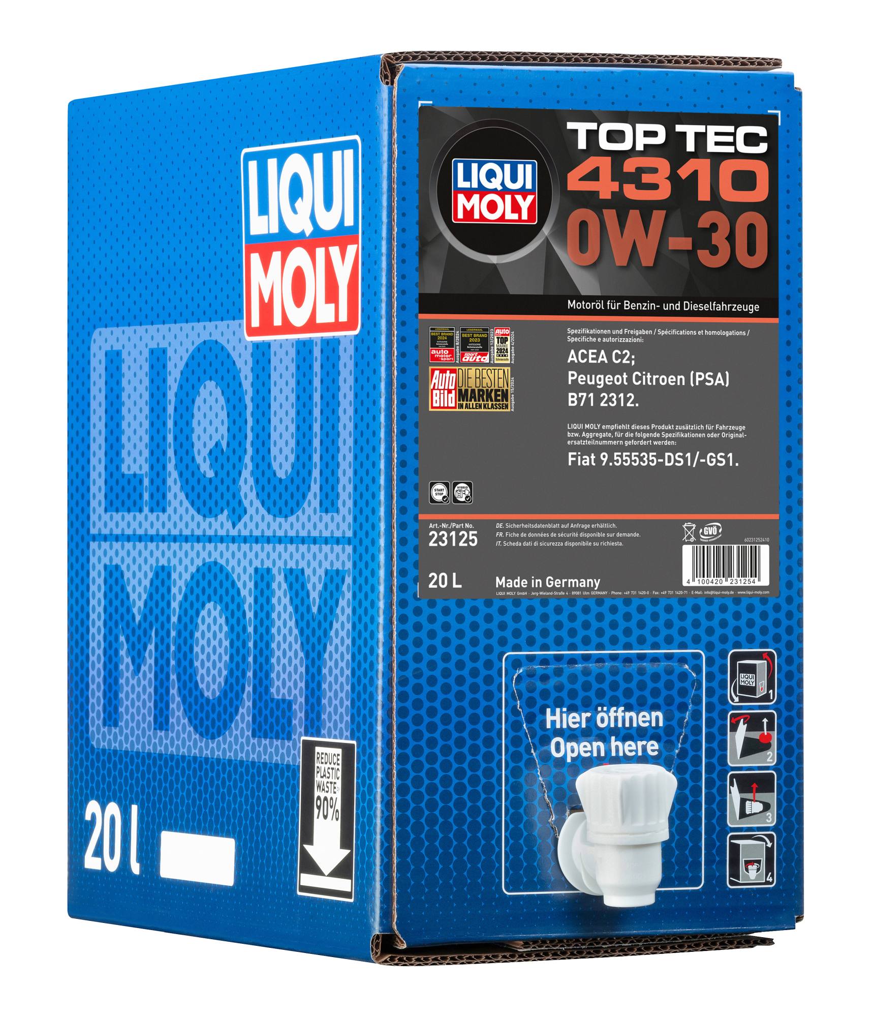 LIQUI MOLY Motoröl Top Tec 4310 0W-30 [20 L] 23125 20l