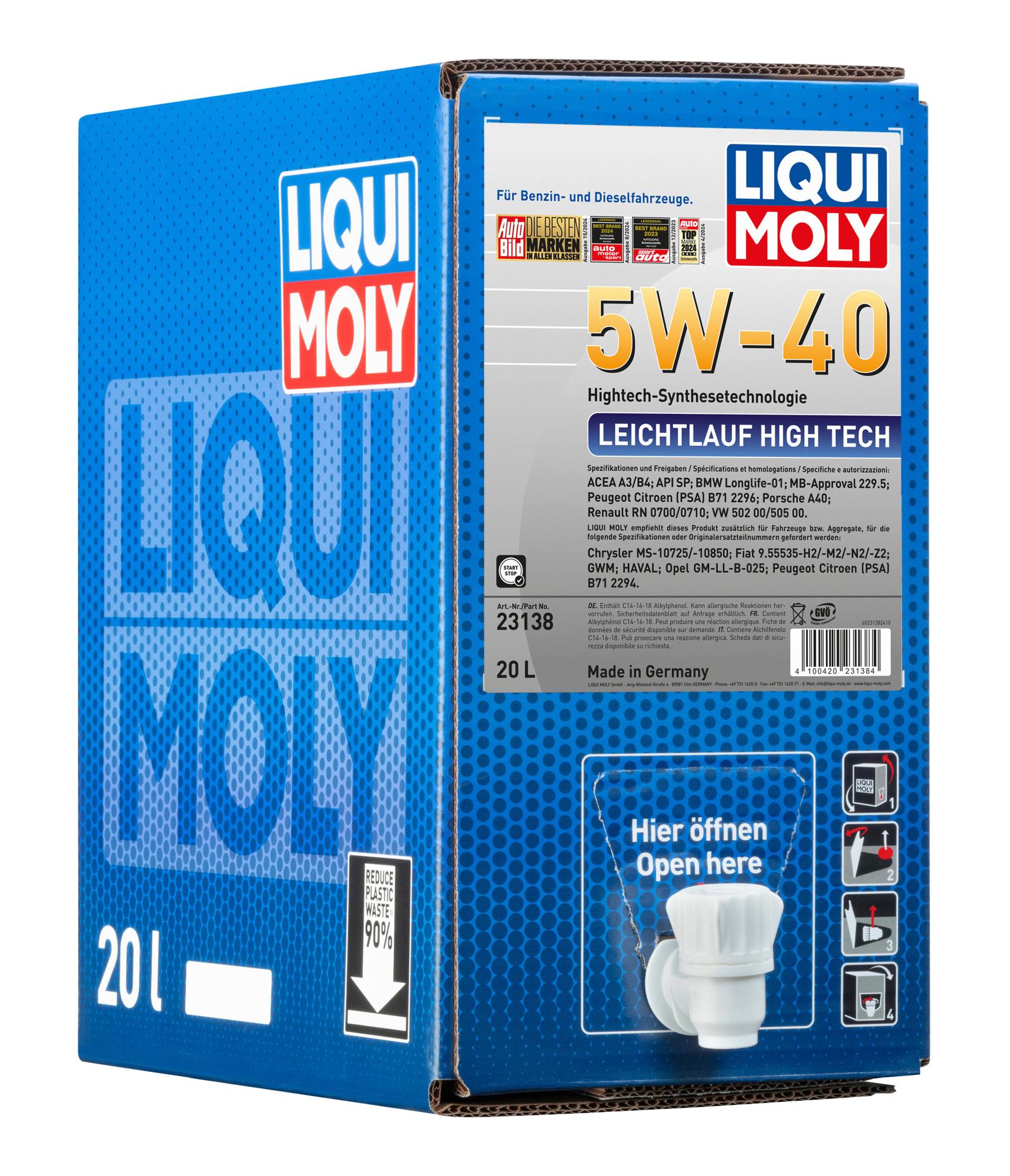 LIQUI MOLY Motoröl Leichtlauf High Tech 5W-40 [20 L] 23138 20l