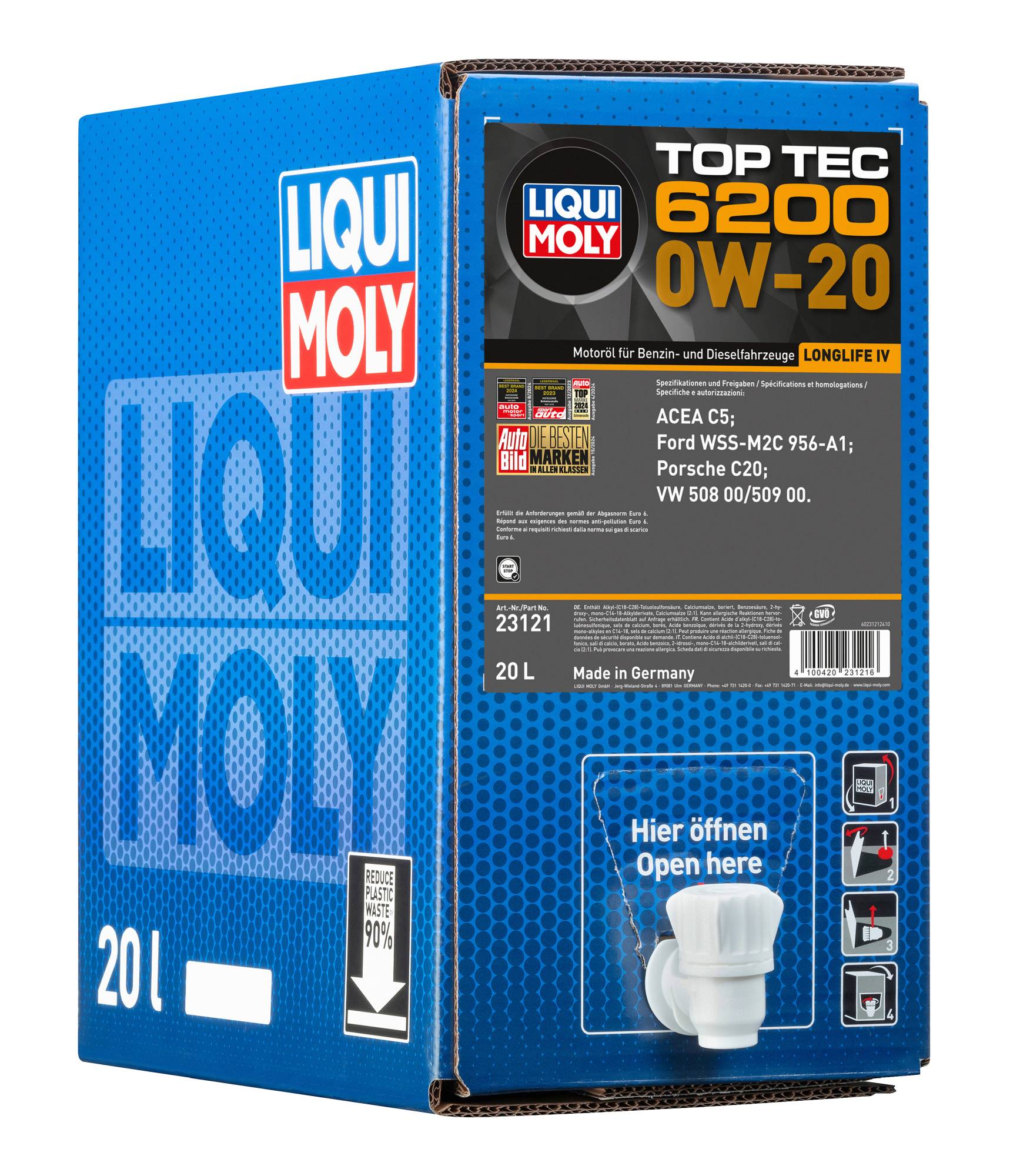 LIQUI MOLY Motoröl Top Tec 6200 0W-20 [20 L] 23121 20l