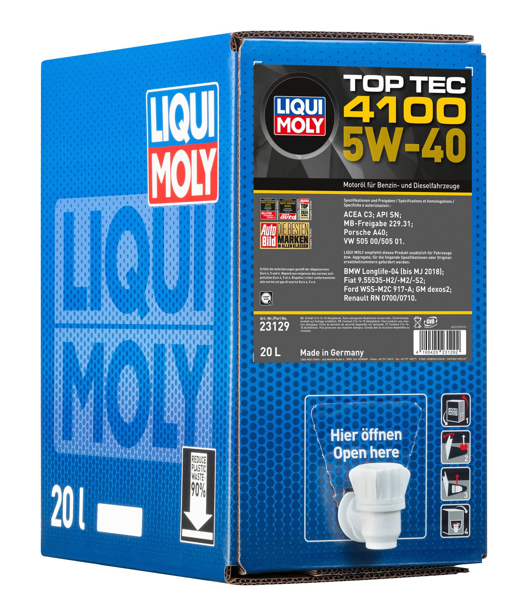 LIQUI MOLY Motoröl Top Tec 4100 5W-40 [20 L] 23129 20l
