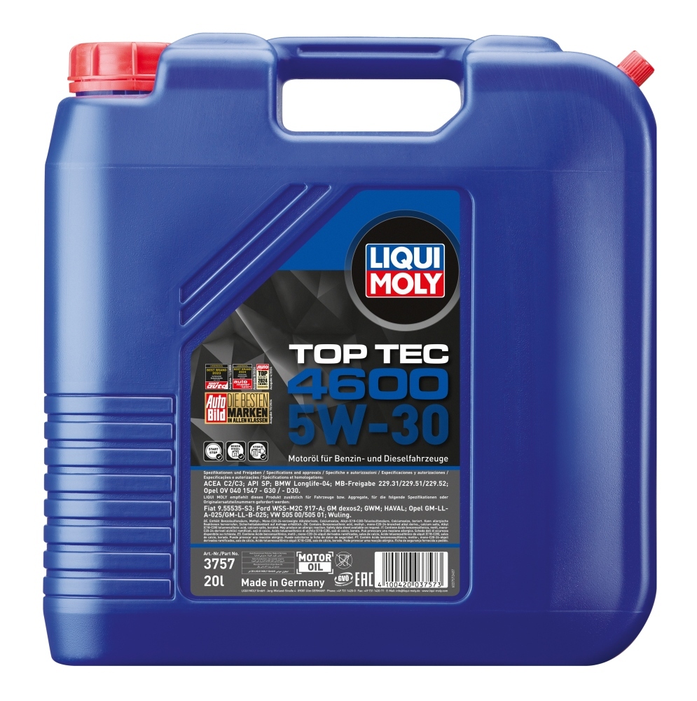 LIQUI MOLY Motoröl Top Tec 4600 5W-30 [20L] 3757 20l