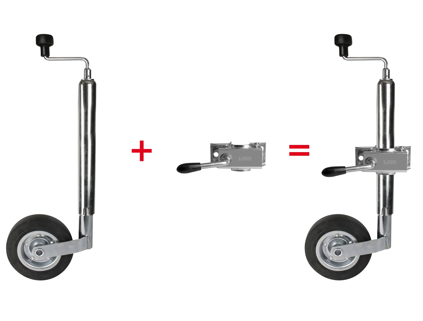 LAS AUTO UND CAMPINGZUBEHöR Stützrad mit Halter 48mm, vollgummirad 10617