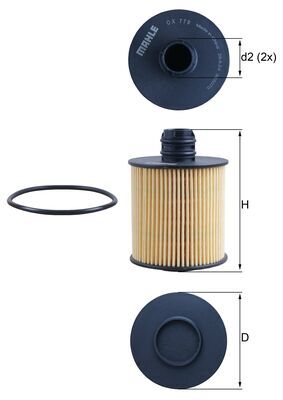MAHLE Ölfilter ox779d Filtereinsatz 100,8mm für Opel GMC JEEP LANCIA GM Chrysler Fiat Suzuki
