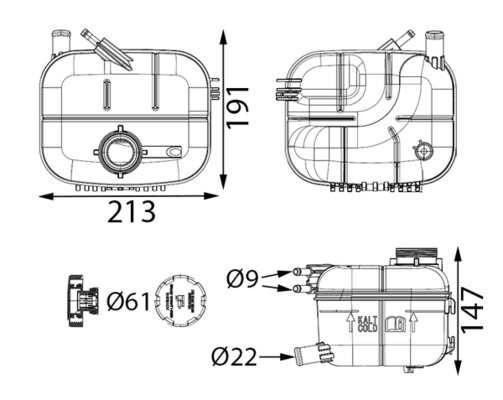 MAHLE Ausgleichsbehälter, Kühlmittel crt163000s für Vaughall Opel