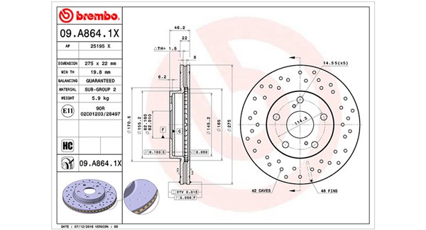 MAGNETI MARELLI Bremsscheibe 360406144002 belüftet 275mm 22mm für TOYOTA (GAC) (FAW)
