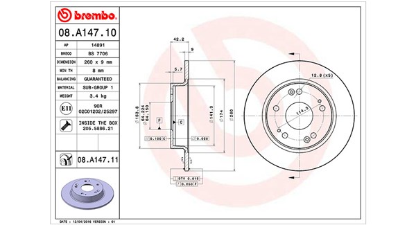 Magneti Marelli Bremsscheibe 360406065500 260Mm 9Mm Für Honda Ciimo