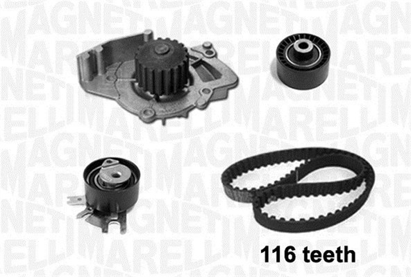 MAGNETI MARELLI Wasserpumpe + Zahnriemensatz 341401690001 für Ford Fiat Peugeot