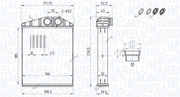 Magneti Marelli Wärmetauscher, Innenraumheizung 350218426000 Für Opel Alfarome/Fiat/Lanci Vaughall