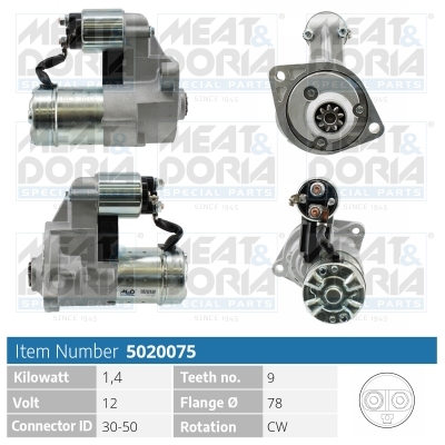 MEAT & DORIA Starter 5020075 für Opel ISUZU Vaughall
