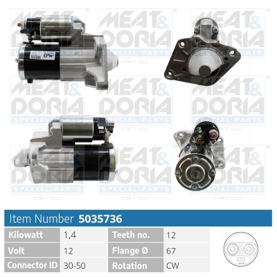 MEAT & DORIA Starter 5035736 für Opel Fiat MITSUBISHI NISSAN ALFA ROMEO