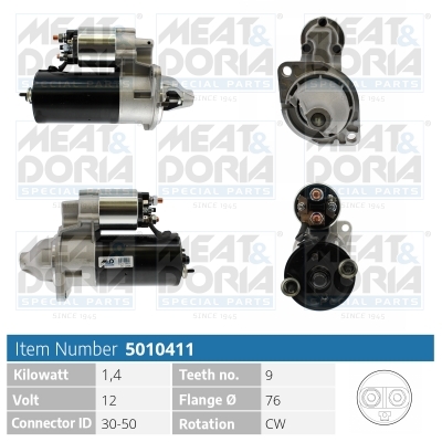 MEAT & DORIA Starter 5010411 für Opel Ford BMW