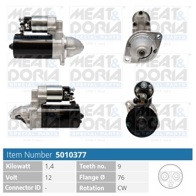 MEAT & DORIA Starter 5010377 12V für BMW 12411750979 1750979 12417505979