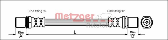 METZGER Bremsschlauch 4112214 für TOYOTA