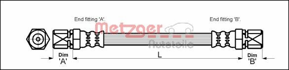 METZGER Bremsschlauch 4112813 für Opel DAEWOO