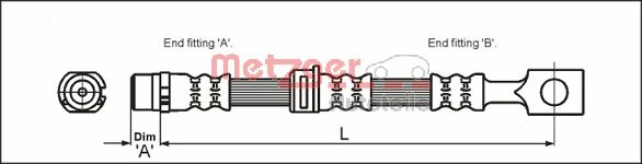 METZGER Bremsschlauch 4112825 für Opel Vaughall