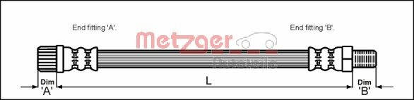 METZGER Bremsschlauch 4114667 für Peugeot Citroën