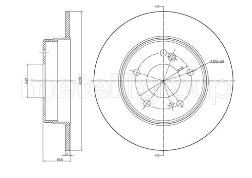 Metelli Bremsscheibe 230277C Voll 278Mm 9Mm Für Mercedes