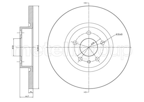 Metelli Bremsscheibe 230472C Voll 281Mm 15Mm Für Alfa Romeo