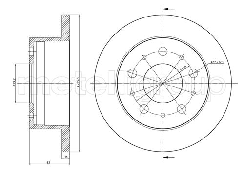 Metelli Bremsscheibe 230732 Voll 280Mm 16Mm Für Fiat Peugeot Citroën
