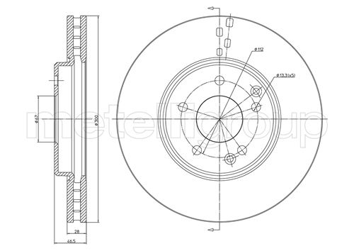 Metelli Bremsscheibe 230753C Belüftet 300Mm 28Mm Für Mercedes