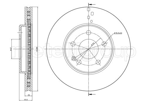 Metelli Bremsscheibe 230832C Belüftet 288Mm 25Mm Für Mercedes