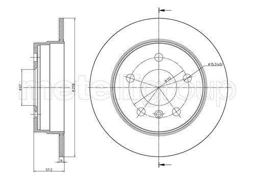 Metelli Bremsscheibe 230833C Voll 258Mm 8Mm Für Mercedes