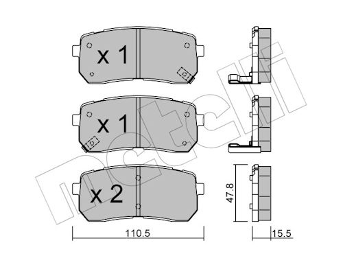 Metelli Bremsbelagsatz, Scheibenbremse 2207860 Für Hyundai Kia