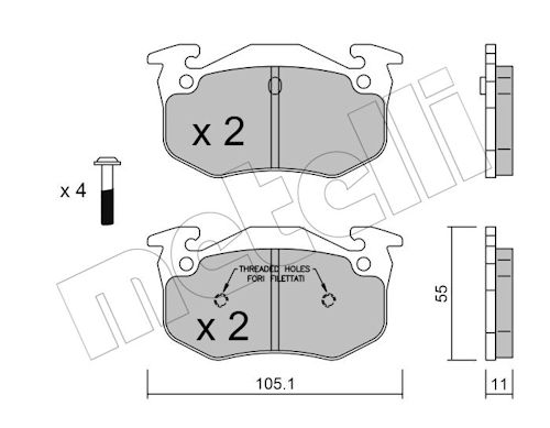 Metelli Bremsbelagsatz, Scheibenbremse 2200381 Für Renault