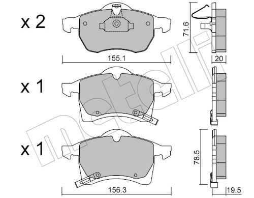 Metelli Bremsbelagsatz, Scheibenbremse 2202580 Für Opel Vaughall