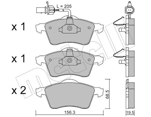 Metelli Bremsbelagsatz, Scheibenbremse 2202631 Für Vw