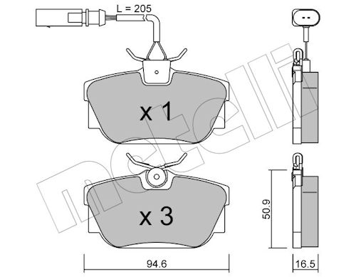 Metelli Bremsbelagsatz, Scheibenbremse 2203461 Für Vw