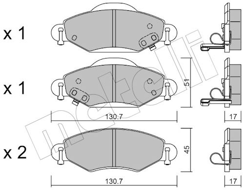 Metelli Bremsbelagsatz, Scheibenbremse 2204210 Für Toyota